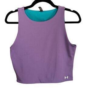 Under Armor Women's Purple Crop Tank Sports Bra Reversible Teal Size Large